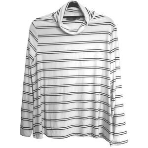 Apt. 9 Stretch Striped Shirt Lightweight 90s Turtleneck Top White Black XXL NWOT